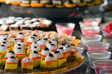 Buffet style dessert.