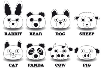 set animal face icons