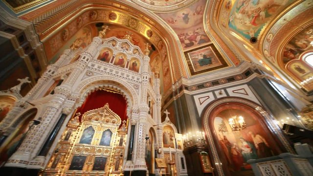 iconostasis in Christ Savior Cathedral in Moscow