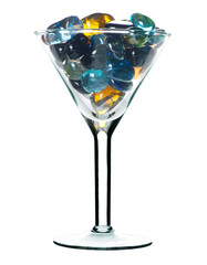 Glass for martini with colour glass stones