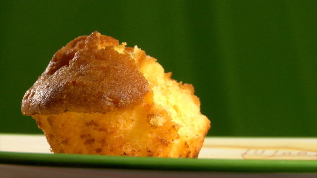 muffin in eating process