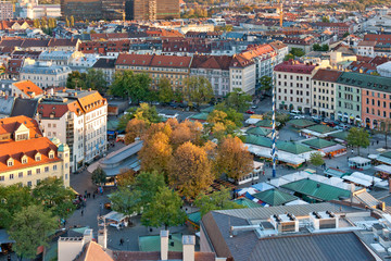Fototapeta na wymiar View at the famous Viktualienmarkt market in Munich, Germany