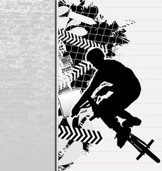 Urban Grunge design with bmx cyclist silhouette. Vector Illustra