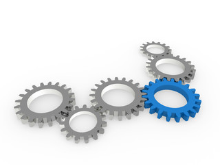 3d gear blue steel chrom