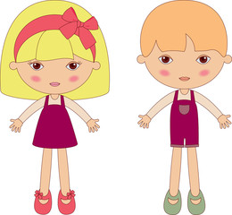 Two children: boy and girl, isolated