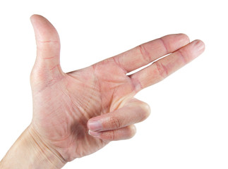gun sign made with hand isolated on white background