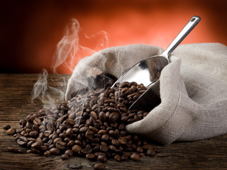 hot roasted coffee beans