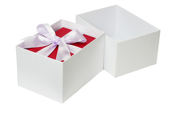 Red gift box with bow ribbon