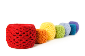 many multicolored clews in a row, isolated