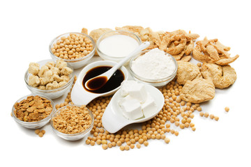 Soy products isolated on white