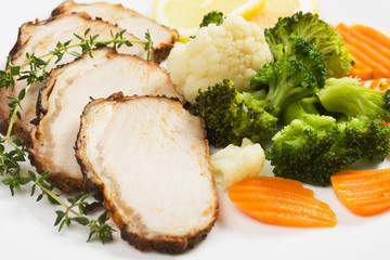 Pork roast slices with vegetables