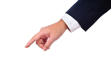 Business man's hand pointing down