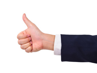 Thumb up hand sign of Business man