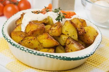Roasted potato with herbs and cream