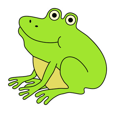 Happy fat frog, funny cartoon illustration.