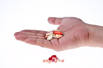 Colorful Medicine Tablets on White Background