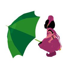 Female Tween Clown Illustration Silhouette © Kathy Gold