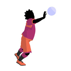 African American Female Tween Soccer Player Illustration Silhoue
