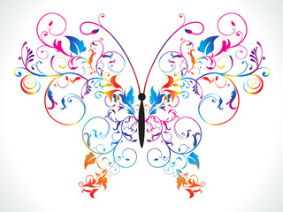 abstract colorful rainbow floral butterfly