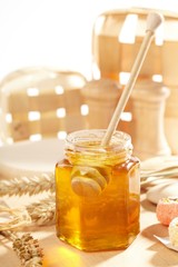 Honey with wood stick