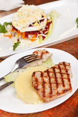 grilled steak with potatoes