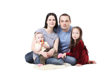 Happy family with two children