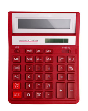 Red calculator - top view