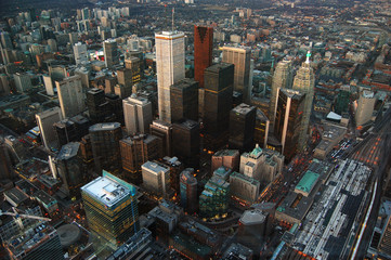 Toronto CBD Skyscrapers, viewed from CN tower, Toronto, Canada