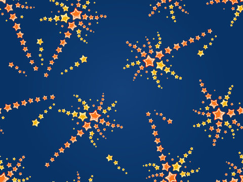 Seamless Pattern of Firework with Yellow Stars
