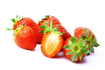 Pack of several delicious sweet red strawberries