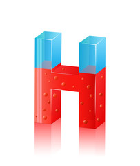 icon of glass uppercase letter H with liquid