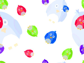 Colorful bird seamless pattern. Vector illustration.