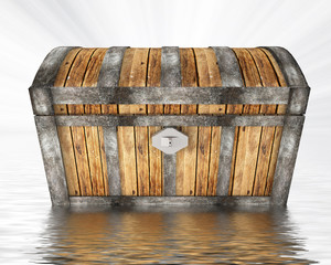 treasure chest standing in water
