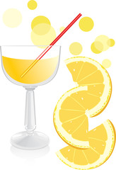 Glass with juice and pieces of orange