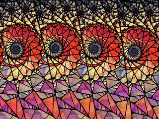Colorful stained glass spiral fractal