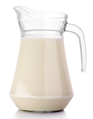 Pitcher with milk isolated on white