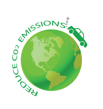 Green Earth With Car Reduce CO2 Message