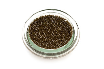 black sturgeon caviar isolated on white background