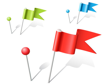 vector multicolored ball and flag pins
