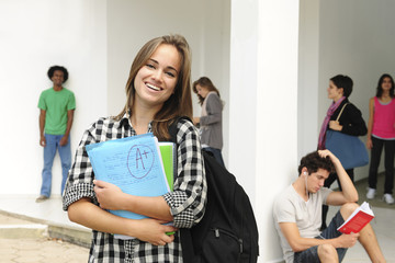 College student show a plus