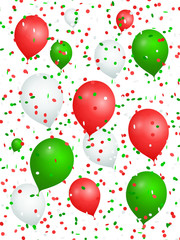 Ballons et confettis verts blancs rouges