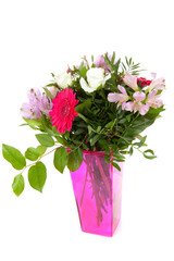 Bouquet of flowers over white background