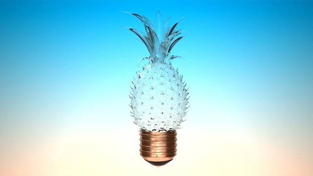 lampadina ananas creativit&agrave; idea frutta render 3d
