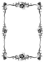 Rosen, Rahmen, Ranke, Blumen, Blüten, Blätter, schwarz