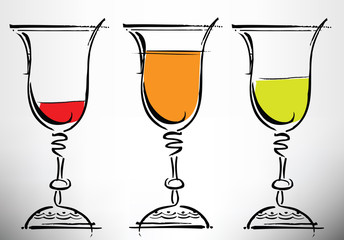 Glasses of wine illustration