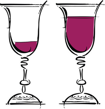 Glasses of red wine illustration