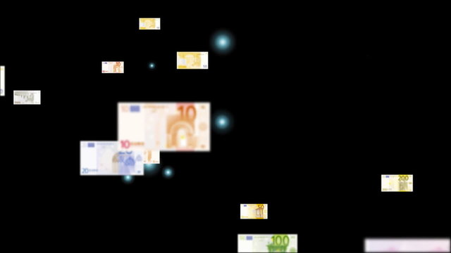 EUR currency flying