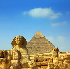 Deurstickers Egypte Cheops piramide en sfinx © Kokhanchikov
