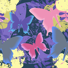 seamless floral pattern with butterflies