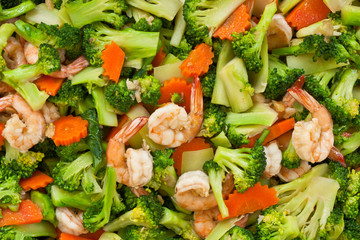 Thai food, Stir-fried broccoli with shrimp